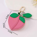 Fruit Coin Purse Keychain 3-Pack - Cute Leather Car Keychain Pendant for Women - Novelty Bag Charm for Keys Handbags Totes - Pink Peach (3-Pack) In Australia - Darrahopens