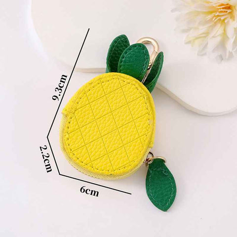 Fruit Coin Purse Keychain 3-Pack - Cute Leather Car Keychain Pendant for Women - Novelty Bag Charm for Keys Handbags Totes - Pineapple (3-Pack) In Australia - Darrahopens
