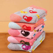 Wool Blend Terry Socks 5-Pack - Winter Thick Warm Mid Calf Crew Socks for Women - Colorful Heart Pattern Cotton Socks - 5 Pairs In Australia - Darrahopens