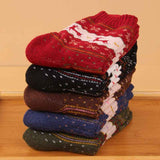 Wool Blend Terry Socks 5-Pack - Winter Thick Warm Mid Calf Crew Socks for Women - Golden Deer Pattern Cotton Socks - 5 Pairs In Australia - Darrahopens