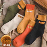 Wool Blend Terry Socks 5-Pack - Winter Thick Warm Mid Calf Crew Socks for Women - Letter Pattern Cotton Socks - 5 Pairs In Australia - Darrahopens