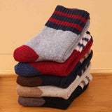 Wool Blend Terry Socks 5-Pack - Winter Thick Warm Mid Calf Crew Socks for Women - Two Stripe Pattern Cotton Socks - 5 Pairs In Australia - Darrahopens