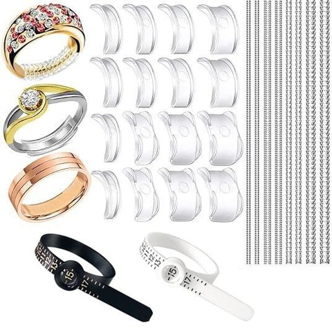 Ring Size Adjuster Kit 26-Pack - Ring Sizer Tool with Measuring Gauge - Resizer Spiral for Loose Rings - Stainless Steel Polishing Cloth In Australia - Darrahopens
