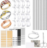 Ring Size Adjuster Kit 31-Pack - Ring Sizer Tool with Measuring Gauge - Resizer Spiral for Loose Rings - Stainless Steel Polishing Cloth
