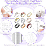 Ring Size Adjuster Kit 31-Pack - Ring Sizer Tool with Measuring Gauge - Resizer Spiral for Loose Rings - Stainless Steel Polishing Cloth