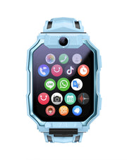 Smart Kids Phone Watch - GPS Tracker Video Call Smartwatch with AI Functions Android OS - Detachable Rotatable Camera for Students - Blue