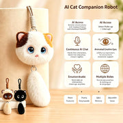 AI Cat Companion Robot - Interactive Emotional Support Pet with 40+ Languages Voice Cloning Long-term Memory - Touch Sensitive Smart Toy for Kids Adults - Calico Cat