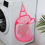 Foldable Wall Mount Laundry Basket 2-Pack - Hanging Clothes Storage Organizer for Bathroom Bedroom - Space Saving Collapsible Hamper - Pink Cat