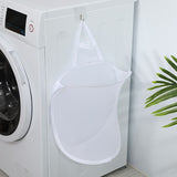Foldable Wall Mount Laundry Basket 2-Pack - Hanging Clothes Storage Organizer for Bathroom Bedroom - Space Saving Collapsible Hamper - White Mesh In Australia - Darrahopens