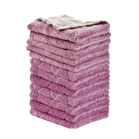 Microfiber Cleaning Cloth 10-Pack - Super Absorbent Multi-Purpose Towel for Kitchen Car Home - Lint Free Soft Cleaning Rag - 30x30cm Purple+Gray