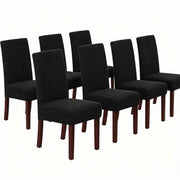 Stretch Full Cover Chair Cover 6-Pack - Waterproof Anti-Slip Elastic Seat Protector for Dining Room Hotel - Thick Warm Waffle Texture - Black (6-Pack) In Australia - Darrahopens