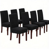 Stretch Full Cover Chair Cover 6-Pack - Waterproof Anti-Slip Elastic Seat Protector for Dining Room Hotel - Thick Warm Waffle Texture - Black (6-Pack) In Australia - Darrahopens