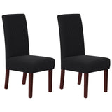 Stretch Full Cover Chair Cover 6-Pack - Waterproof Anti-Slip Elastic Seat Protector for Dining Room Hotel - Thick Warm Waffle Texture - Black (6-Pack)