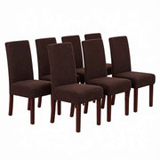Stretch Full Cover Chair Cover 6-Pack - Waterproof Anti-Slip Elastic Seat Protector for Dining Room Hotel - Thick Warm Waffle Texture - Brown (6-Pack) In Australia - Darrahopens