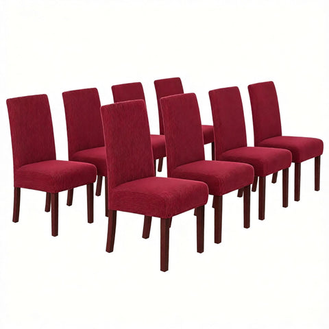 Stretch Full Cover Chair Cover 6-Pack - Waterproof Anti-Slip Elastic Seat Protector for Dining Room Hotel - Thick Warm Waffle Texture - Burgundy (6-Pack) In Australia - Darrahopens