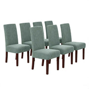 Stretch Full Cover Chair Cover 6-Pack - Waterproof Anti-Slip Elastic Seat Protector for Dining Room Hotel - Thick Warm Waffle Texture - Gray Green (6-Pack) In Australia - Darrahopens