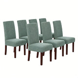 Stretch Full Cover Chair Cover 6-Pack - Waterproof Anti-Slip Elastic Seat Protector for Dining Room Hotel - Thick Warm Waffle Texture - Gray Green (6-Pack) In Australia - Darrahopens