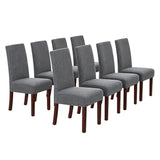 Stretch Full Cover Chair Cover 6-Pack - Waterproof Anti-Slip Elastic Seat Protector for Dining Room Hotel - Thick Warm Waffle Texture - Gray (6-Pack)