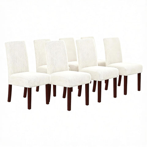 Stretch Full Cover Chair Cover 6-Pack - Waterproof Anti-Slip Elastic Seat Protector for Dining Room Hotel - Thick Warm Waffle Texture - Ivory (6-Pack) In Australia - Darrahopens