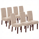 Stretch Full Cover Chair Cover 6-Pack - Waterproof Anti-Slip Elastic Seat Protector for Dining Room Hotel - Thick Warm Waffle Texture - Khaki (6-Pack) In Australia - Darrahopens