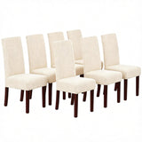 Stretch Full Cover Chair Cover 6-Pack - Waterproof Anti-Slip Elastic Seat Protector for Dining Room Hotel - Thick Warm Waffle Texture - Natural (6-Pack) In Australia - Darrahopens