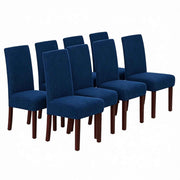 Stretch Full Cover Chair Cover 6-Pack - Waterproof Anti-Slip Elastic Seat Protector for Dining Room Hotel - Thick Warm Waffle Texture - Navy (6-Pack) In Australia - Darrahopens