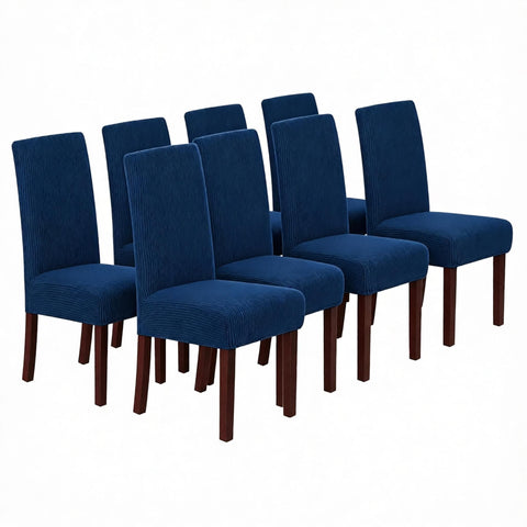 Stretch Full Cover Chair Cover 6-Pack - Waterproof Anti-Slip Elastic Seat Protector for Dining Room Hotel - Thick Warm Waffle Texture - Navy (6-Pack) In Australia - Darrahopens