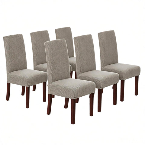 Stretch Full Cover Chair Cover 6-Pack - Waterproof Anti-Slip Elastic Seat Protector for Dining Room Hotel - Thick Warm Waffle Texture - Taupe (6-Pack) In Australia - Darrahopens