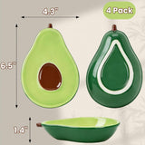 4 Pack Avocado Spoon Rest for Stove Top, 6.5 Inch Cute Ceramic Holder, Heat-Resistant Kitchen Counter Ladle Spoonrest, Large Cooking Utensil Dish Spatula, Tongs, Housewarming Gifts