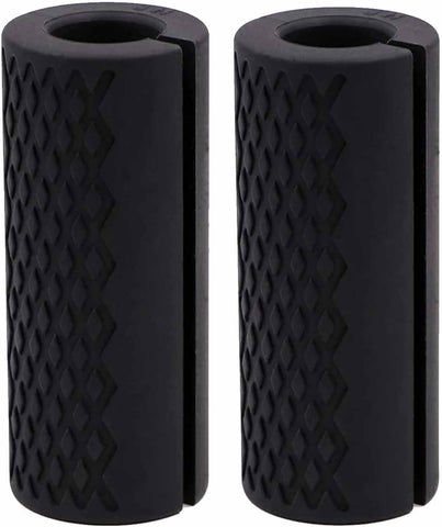 Thick Dumbbell & Barbell Grips for Weightlifting - High-Density Silicone Rubber, Non-Slip Gym Muscle Growth, Hand Stress Relief, Arm Blaster Adapter (1 Pair) Black