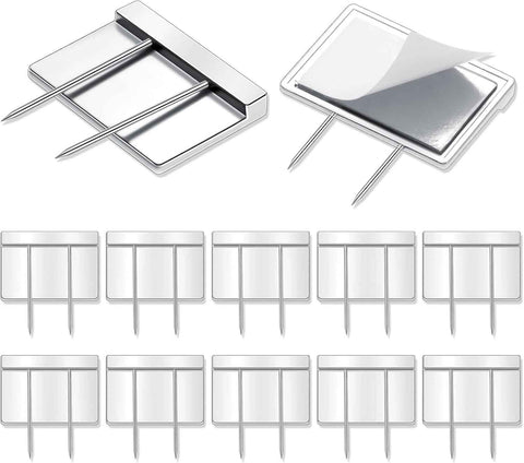 10 Pcs Silver Cubicle Pins Partition Long Push Fabric Clips Name Plate Holders for Office Furniture Corkboard Mounting