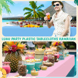 12 Pcs Hawaiian Plastic Tablecloths 54 x 108 Inch Disposable Rectangle Waterproof Table Cover for Birthday Wedding Anniversary Fine Dining Luau Summer Party Decoration Supplies Hawaii