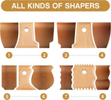 27 Pcs Pottery Trimming Tools Set Ribs Ceramics Foot Shaper with 20 Pre-Cut Chamois Cloth Wood Rib for Carving Clay Molds Texture Supplies