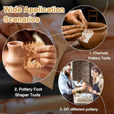 27 Pcs Pottery Trimming Tools Set Ribs Ceramics Foot Shaper with 20 Pre-Cut Chamois Cloth Wood Rib for Carving Clay Molds Texture Supplies