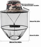 1Pack Anti-Mosquito Mesh Fishing Cap, Mosquito Head Net Hat with Removable Hidden Netting，for Outdoor Hiking Gardening Beekeeping