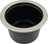 4Pcs Cup Holder Insert Plastic Universal Drop in with Drain, for RV Boat Car, Pontoon Table Sofa,Stainless Steel Edging