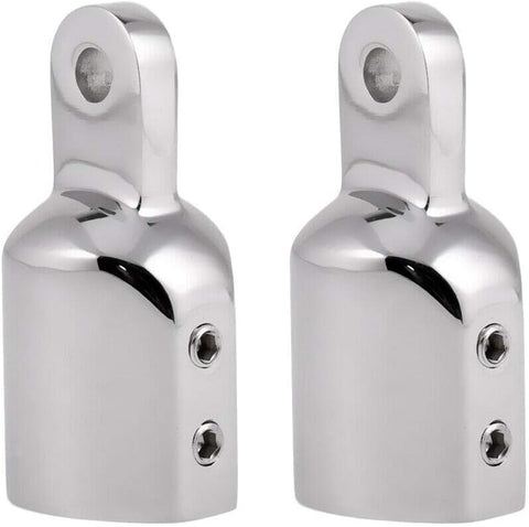 316 Stainless Steel Heavy Duty Fitting Bimini Top Cap Fits 1" (25.4mm) OD Round Tube External Eye End with Two Screws for Boat Covers Marine Hardware(2pcs)