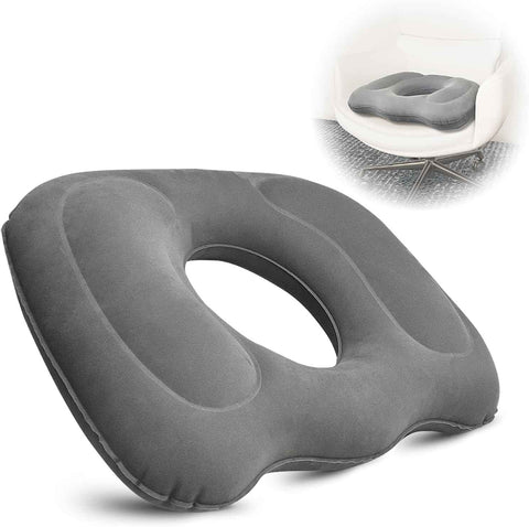 Petluno Inflatable Donut Cushion for Tailbone Pain Relief - Orthopedic Hemorrhoid & Sciatica Seat Cushion - Coccyx Cushion for Postpartum, Pregnancy, Office Chair, Car, Wheelchair & Post-Surgical Recovery (Grey)