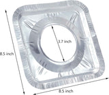 Gas Burner Liners (50 Pack) 8.5" Disposable Aluminium Foil Square Stove Covers - Range Protector to Catch Oil, Grease and Food Spills