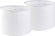 Set of 2 Pure White Linen Drum Lamp Shade 13" Top x Bottom 10" High (Spider) Contemporary Shades for Table Lamps & Bedside Replacement Lampshade - Petluno Assembly is Required White-Texture 13*13*10
