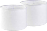 Set of 2 Pure White Linen Drum Lamp Shade 13" Top x Bottom 10" High (Spider) Contemporary Shades for Table Lamps & Bedside Replacement Lampshade - Petluno Assembly is Required White-Texture 13*13*10