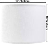 Set of 2 Pure White Linen Drum Lamp Shade 13" Top x Bottom 10" High (Spider) Contemporary Shades for Table Lamps & Bedside Replacement Lampshade - Petluno Assembly is Required White-Texture 13*13*10