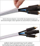Petluno 13mm-3.1m self-closing cable sleeve woven cable jacket cable protection cuttable White For TV Computer Home Theater Car cables at home and in the office
