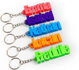 Personalised 3D Keyring | Name Tag Customizable Up to 12 Characters Eco-Friendly PLA Plastic Ideal for Kids' Bags & Party Favours Choose from 24 Colours