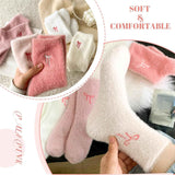 5 Pairs Fluffy Cosy Socks Ladies With Bow, Warm Winter Socks, Thick Furry For Home, Thermal Ladies, Soft Sleep