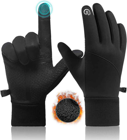Petluno Winter Warm Gloves, Windproof Water-Resistant Thermal Gloves Anti-slip Touch Screen Cycling for Men Women Hiking Climbing Riding Bike Outdoor Sports Black M