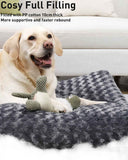 Petluno Large Dog Bed Washable, Calming Crate Mattress with Non Skid Bottom, Fluffy Anti Anxiety Beds, Pet Pillow Cushion, Dark Grey, 90x60x8cm Grey 90 x 60 8 cm (L W H)
