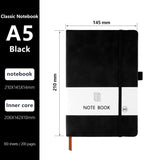 A5 Notebook, Notebook Note Book Pad Journal Notepad PU Leather for Office School Home Business Writing & Taking 200 Pages (100 Sheets)- Black