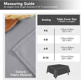 Petluno Oxford Decorative Table Cloth Rectangle Water Resistant Tablecloth for Home 137x200cm(54x79in) Grey 79 x 54 inch (Rectangular)