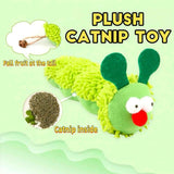 Petluno Cat Catnip Toy for Indoor Cats, Chew Teeth Cleaning, Bite-Resistant Plush Caterpillar Design, Dental Health Benefits, Green